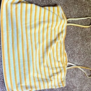 PacSun yellow and white stripped crop tank top